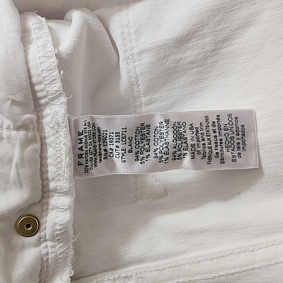 FRAME Le Cutoff denim White  shorts size 25 - Picture 16 of 16
